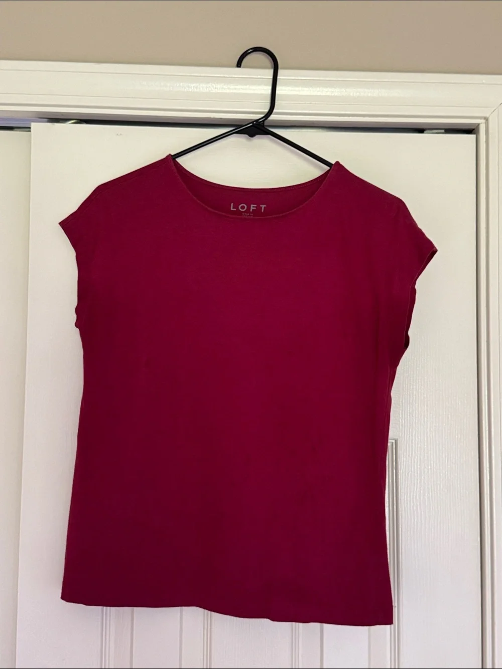 LOFT Short Sleeve Crewneck Tee in Deep Berry